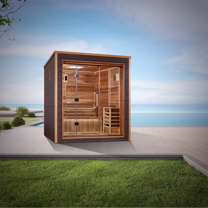 Golden Designs Drammen 3-Person Traditional Cedar Outdoor Sauna - Canadian Red Cedar Interior