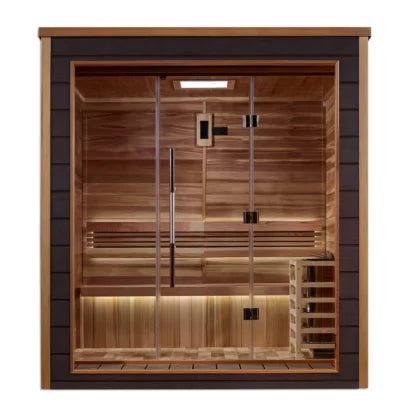 Golden Designs Drammen 3-Person Traditional Cedar Outdoor Sauna - Canadian Red Cedar Interior