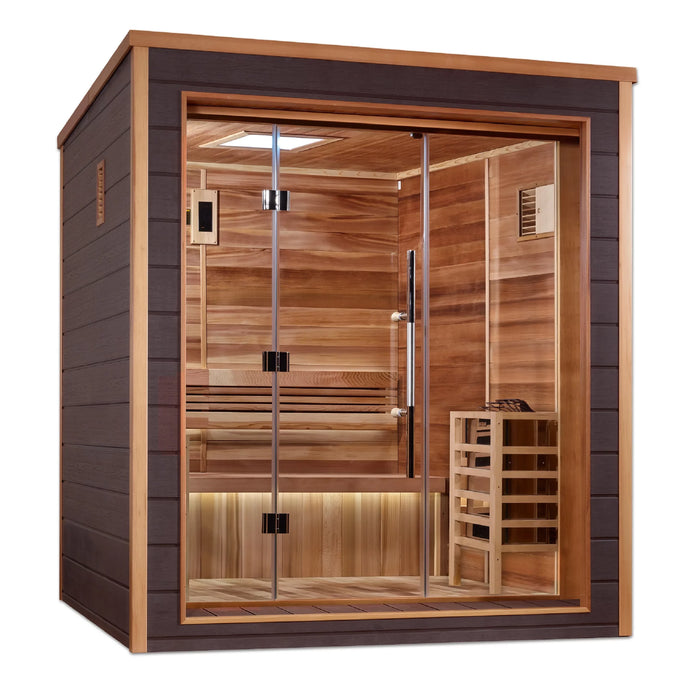 Golden Designs Drammen 3-Person Traditional Cedar Outdoor Sauna - Canadian Red Cedar Interior