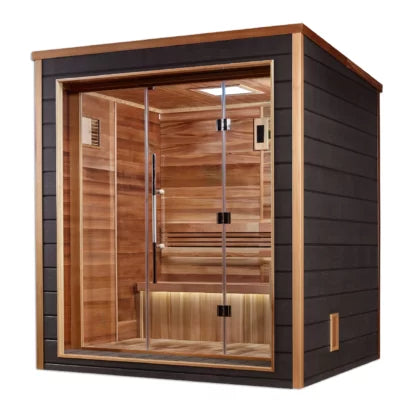Golden Designs Drammen 3-Person Traditional Cedar Outdoor Sauna - Canadian Red Cedar Interior