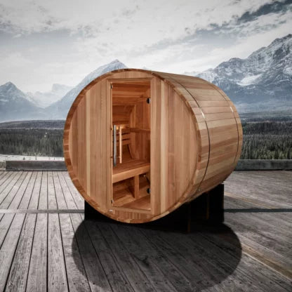 Golden Designs St. Moritz 2-Person Traditional Cedar Barrel Sauna - Pacific Cedar