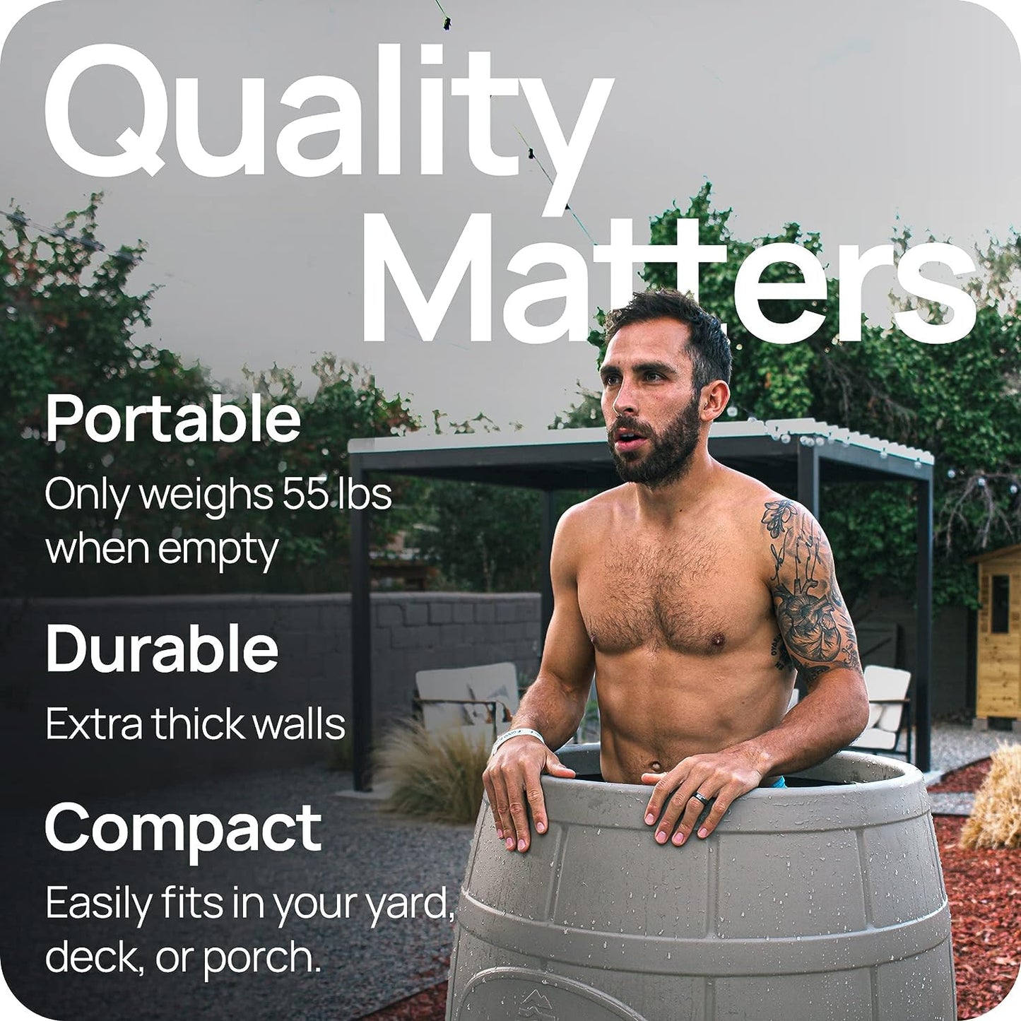 Ice Barrel Bathtub - Freestanding Cold Therapy Training Tub for Athletes