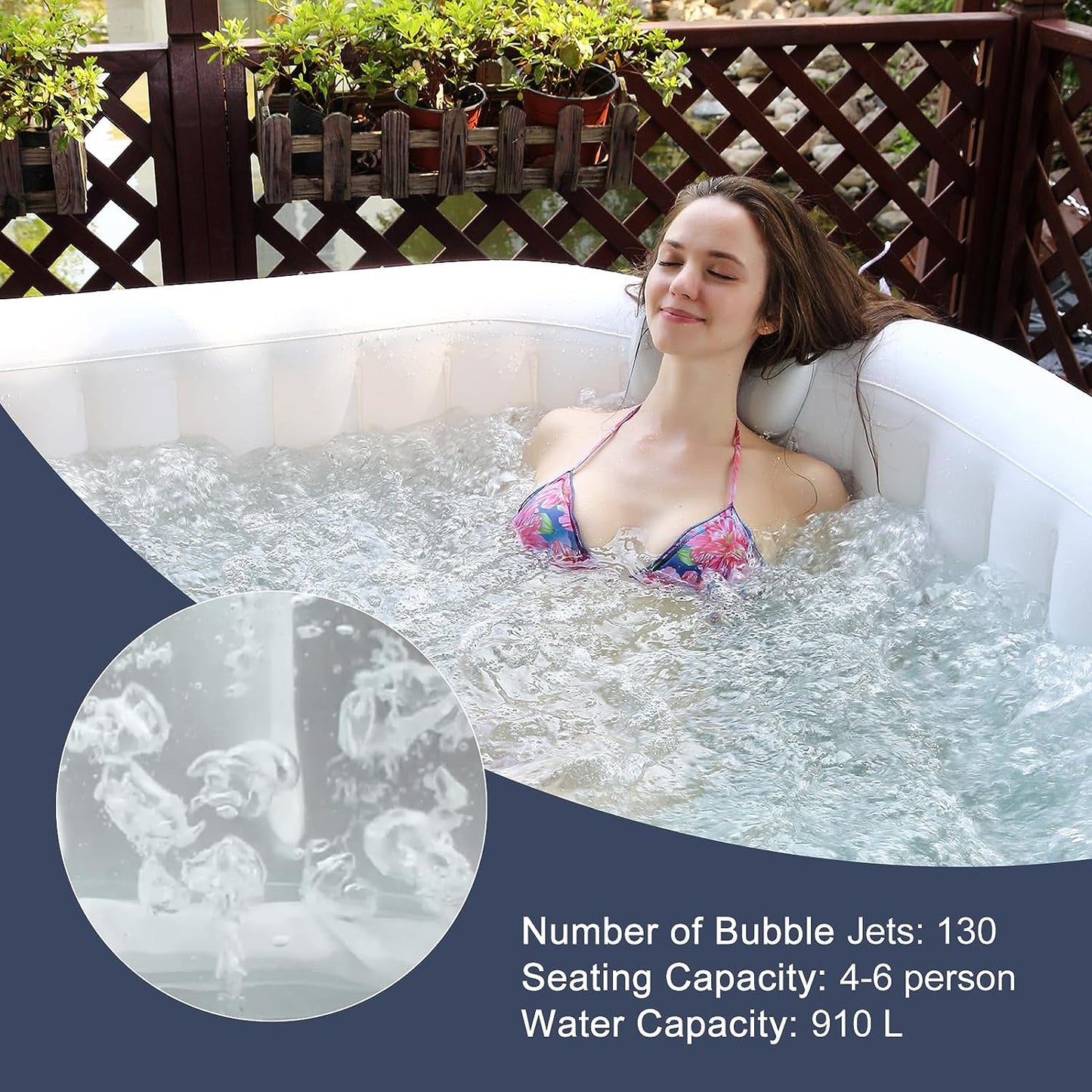 Portable Inflatable Hot Tub 6-Person Air Jet Outdoor Spa