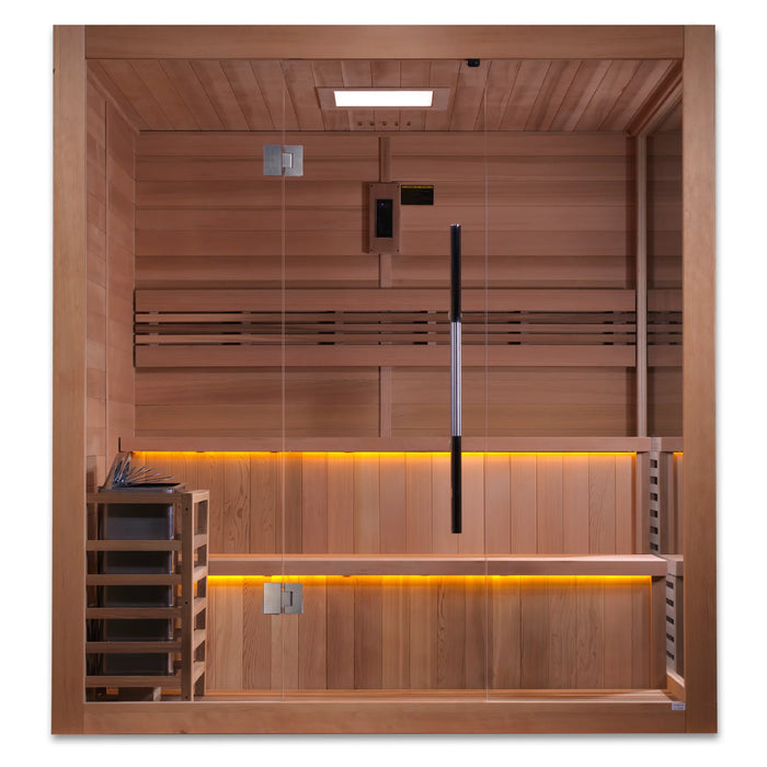 Golden Designs "Kuusamo Edition" 6 Person Traditional Indoor Sauna - Canadian Red Cedar Interior