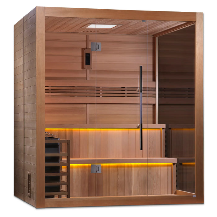 Golden Designs "Kuusamo Edition" 6 Person Traditional Indoor Sauna - Canadian Red Cedar Interior