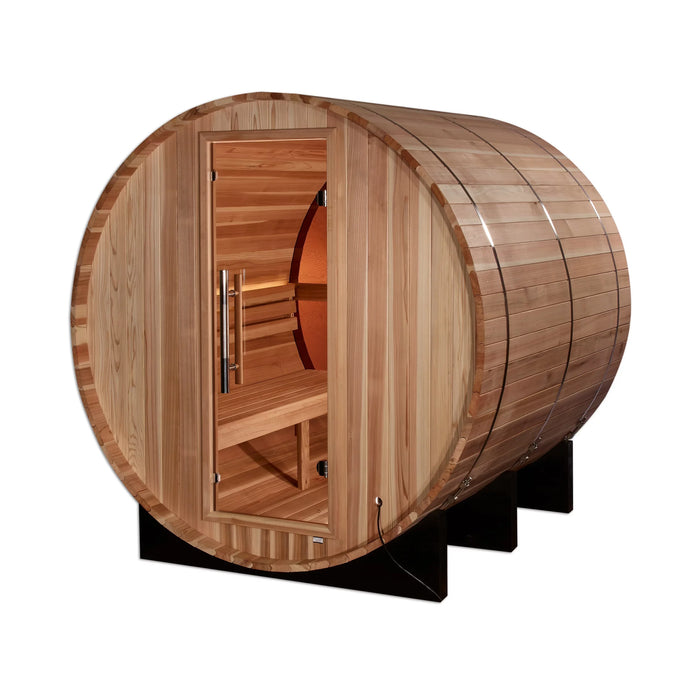 Golden Designs Zurich 4-Person Traditional Cedar Barrel Sauna with Rear Window - Pacific Cedar
