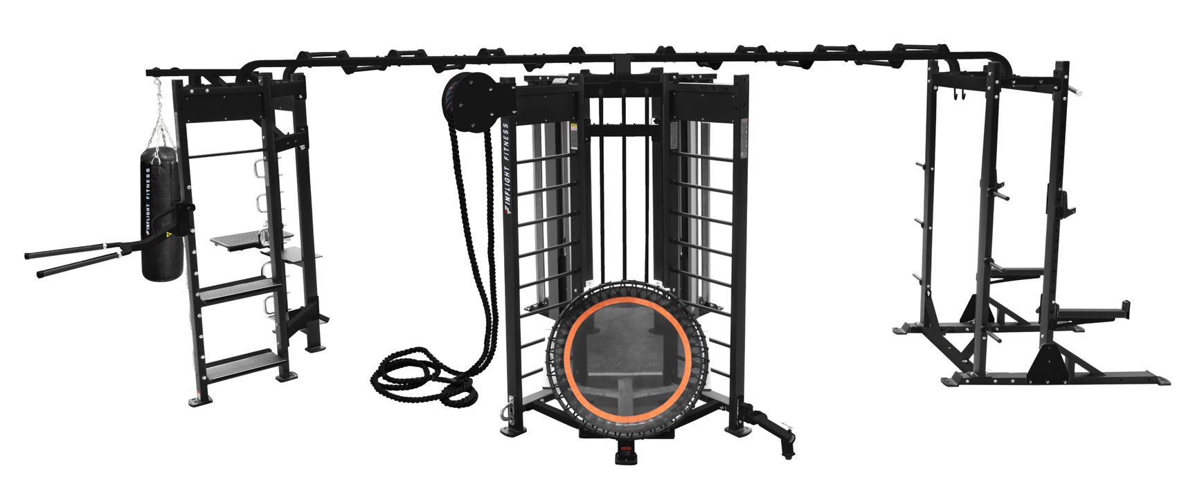 Inflight Fitness Shape-X Four-Station Multi-Gym Functional Trainer, Half Rack, Rebounder, Punching Bag, Dip/Box Jump and Storage System