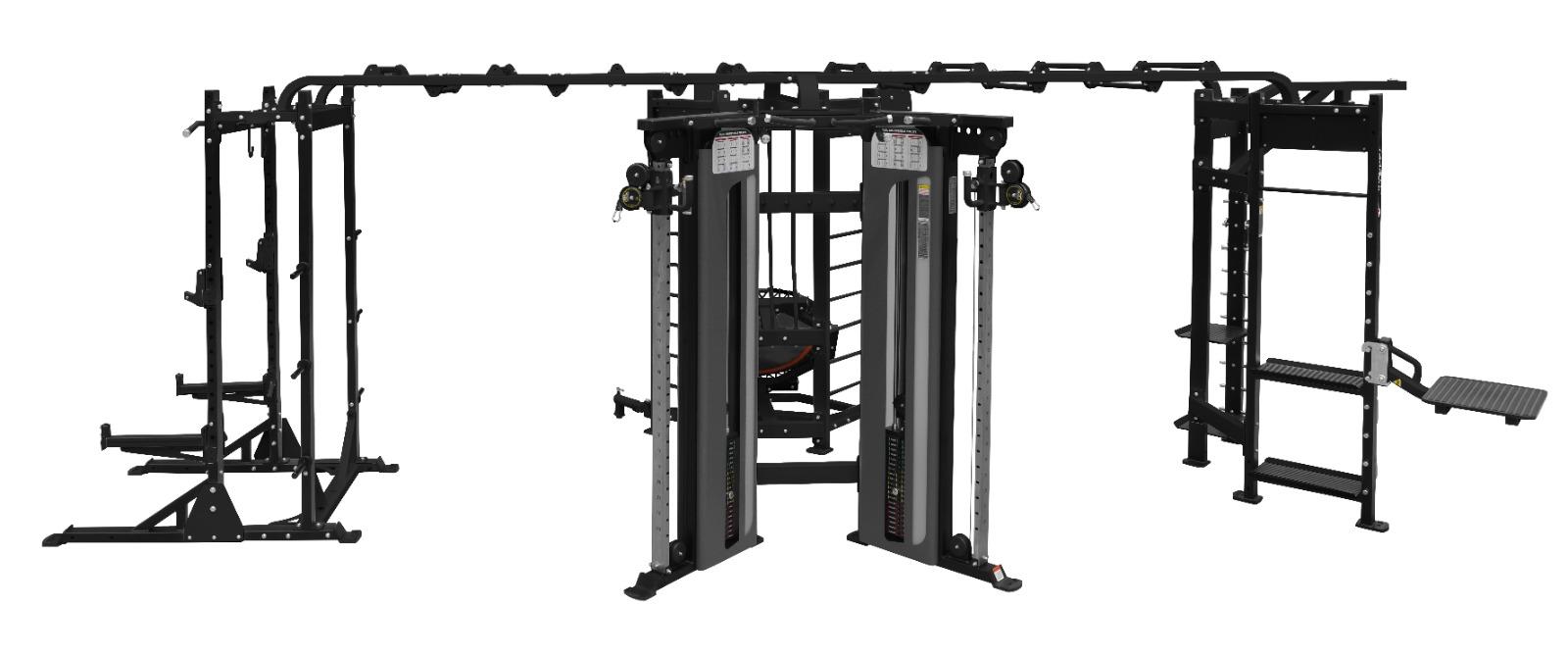 Inflight Fitness Shape-X Four-Station Multi-Gym Functional Trainer, Half Rack, Rebounder, Punching Bag, Dip/Box Jump and Storage System